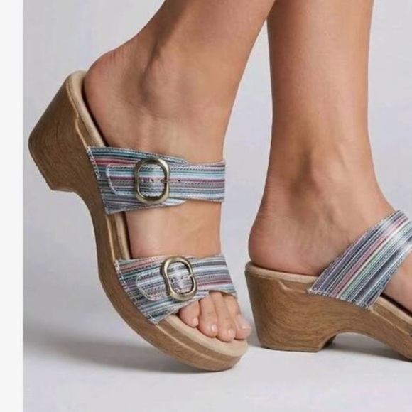 Dansko Women’s Shoes Sophie Stripe Leather Slip On Slide Sandals size 9.5 - Picture 3 of 15